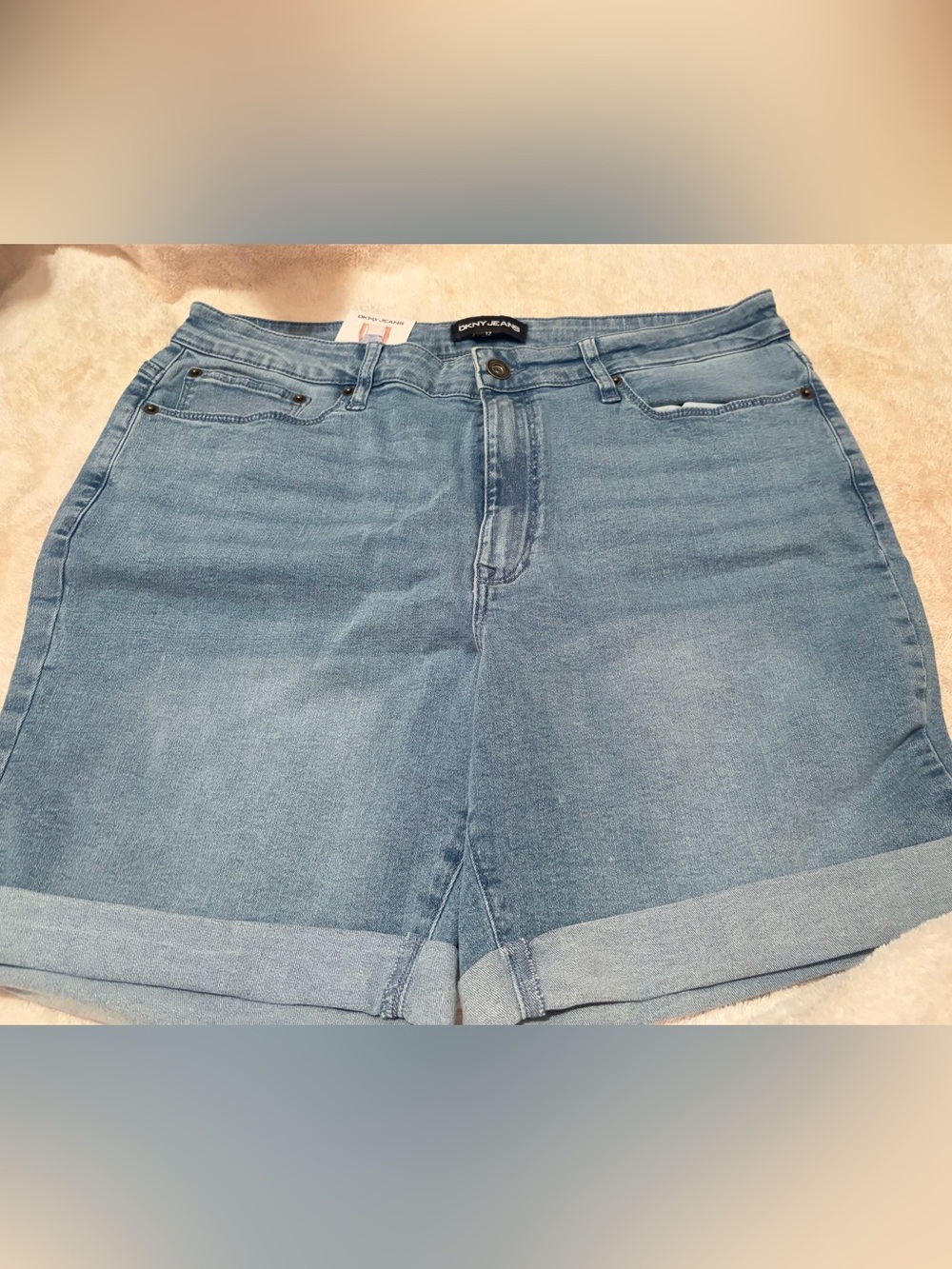 DKNY Light Blue Denim Roll-Cuff Women's Shorts + A GIFT 🎁